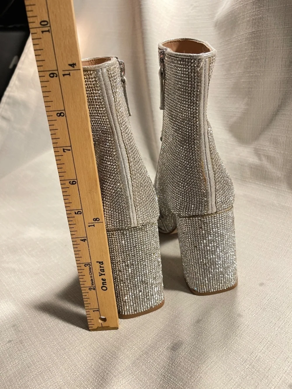 Silver Crystal Embellished Pointed-Toe Ankle Boots - Picture 8 of 9